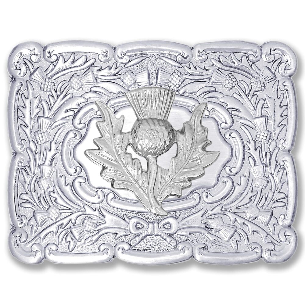 9379 Pipers Kilt Belt Buckle - Rust-Free Brass with Iconic Thistle Design